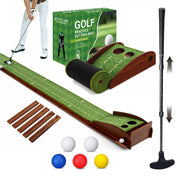 PUTTLAZR front view of two-hole putting mat showing target cups and green surface for realistic practice