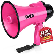 Pyle megaphone front view showing speaker and pistol grip for clear projection