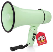 Pyle megaphone front view showing horn and controls for clear announcements