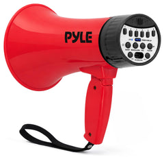 Pyle megaphone front view showing horn and ergonomic handle for clear projection