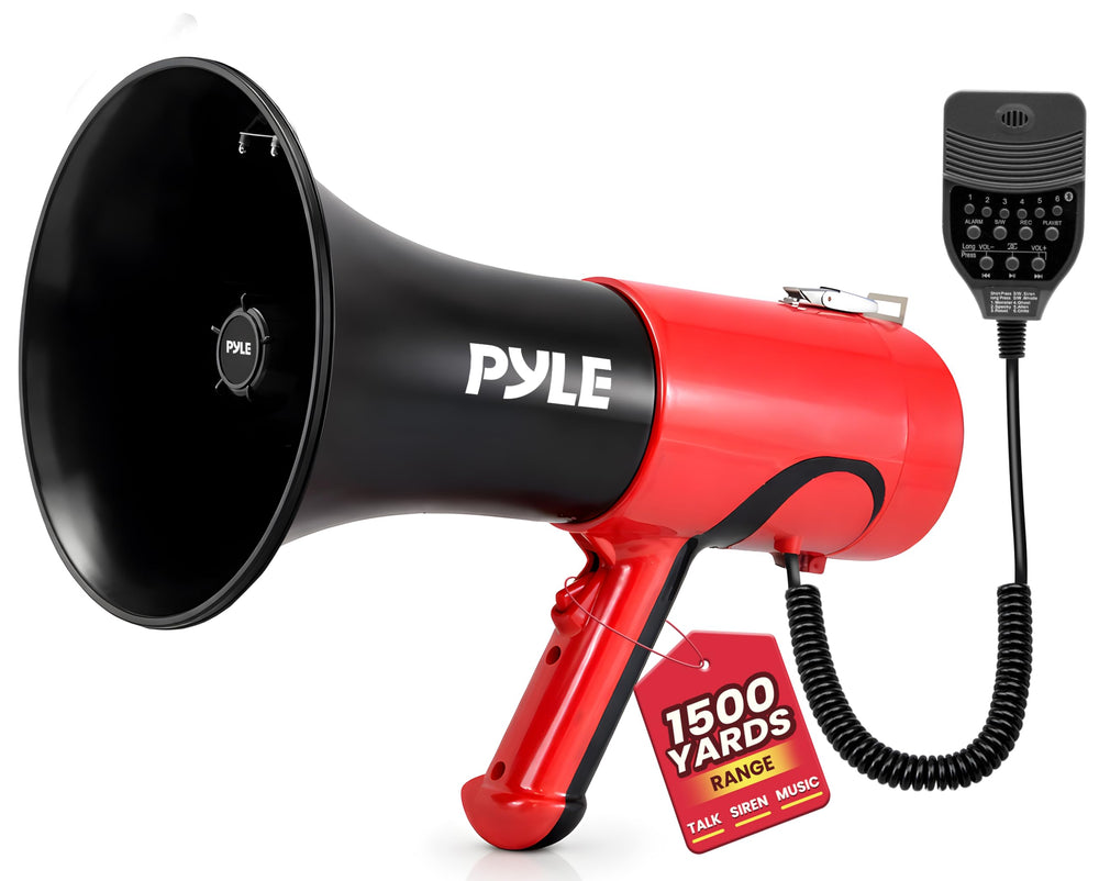 Pyle megaphone front view showing horn and clear projection benefit