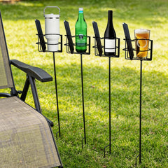 QCF front view of four assembled stakes showing robust finish and holders