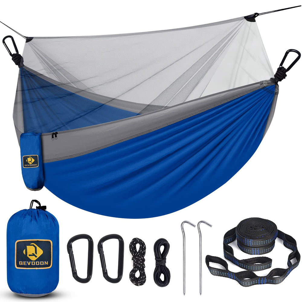 Qevooon hammock front setup with net showing insect protection and comfort