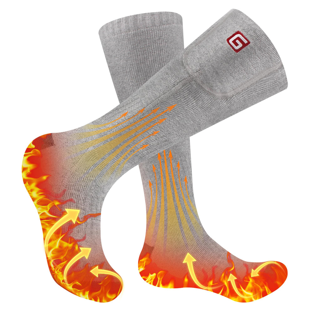 QILOVE front packaging showing heated socks and included batteries for quick identification and benefit