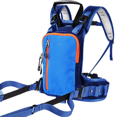 QOGIR front view of blue harness showing vest fit and buckles for safer learning