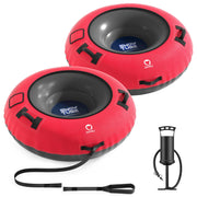 QPAU front view of two-pack snow tubes shows ready-to-use family set and durability