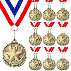 Quelay front-facing medal display showing gold finish and star design, attractive award