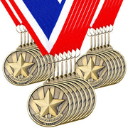 Quelay gold medal front view showing Star Performer text and polished finish for proud presentation