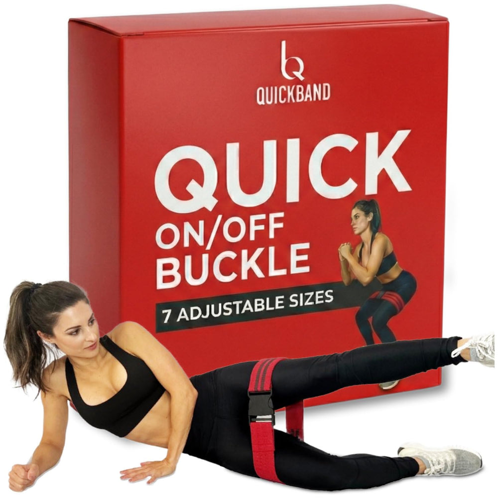 QuickBand front view red showing secure fit and easy setup benefit
