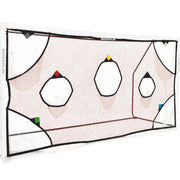 QuickPlay target net front view showing full 16x7 fit and clear scoring pockets benefit practice efficiency