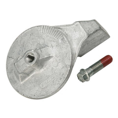 Quicksilver anode front view showing shape and fit, protects gearcase