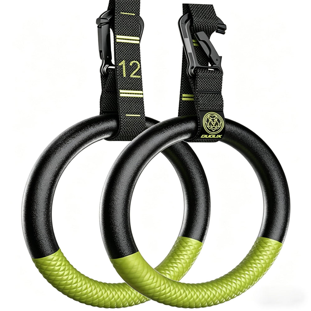 QUOLIX front view of rings and straps showing complete kit and portability