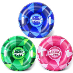 Qyeahkj three-pack front view showing blue green pink geometric tubes, ideal for family fun