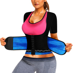 QZSH front view of sauna sweat shirt showing fit and heat-trapping PU