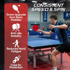 Racket Stop ergonomic handle grip detail providing anti-slip comfort