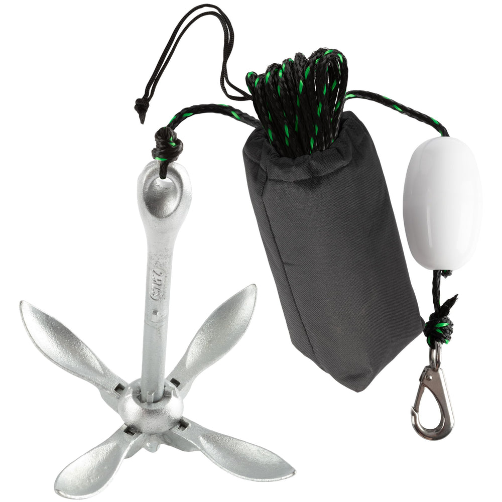 RAD Sportz front view of galvanized folding kayak anchor showing durable finish and arms for secure hold