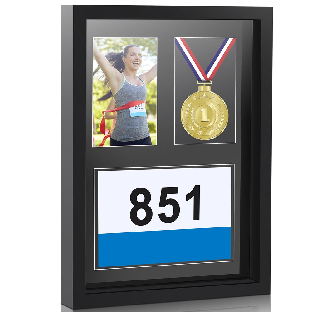 RattanView front view of black medal shadow box showing clean display and elegance