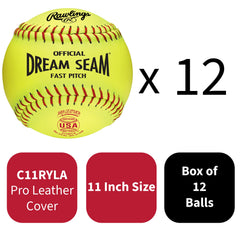 Rawlings close-up of red stitching and pro leather cover illustrating superior seam visibility