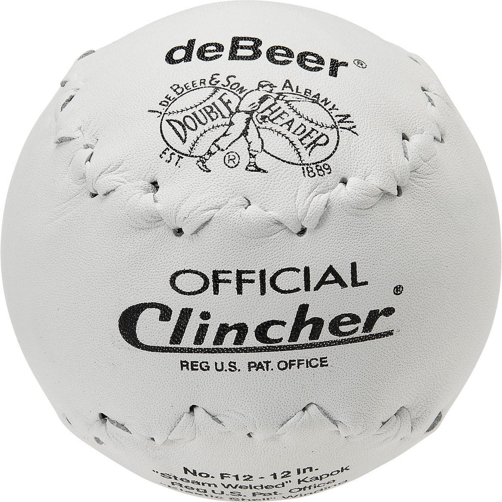 Rawlings deBeer CLINCHER front view showing cover and durable seams for long-lasting play