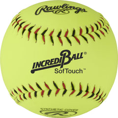 Rawlings Incredi-Ball front view showing bright yellow dozen and safe practice use