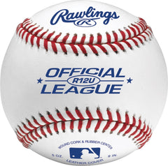 Rawlings box of 24 R12U baseballs front view showing supply and brand