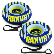 Raxurt front view of 48-inch snow tube showing size and sturdy canvas cover for reliable rides