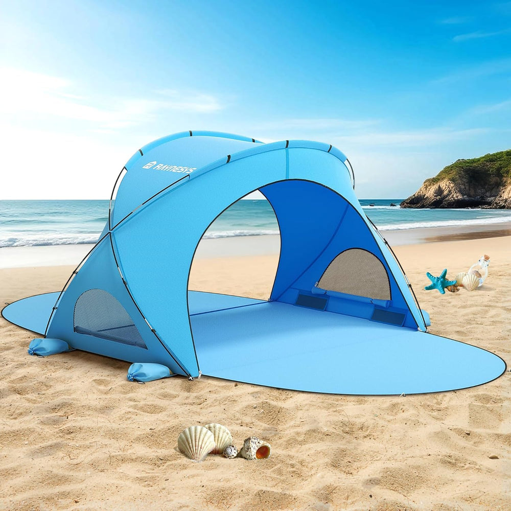 Raynesys tent front view showing shelter and easy access benefit