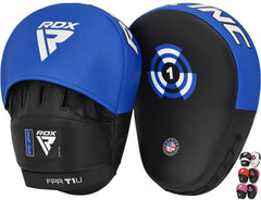 RDX front view curved focus mitt showing durable target face and accuracy benefit