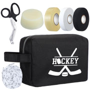 Realspring accessory bag front view showing durable polyester and hockey print benefit: organized storage