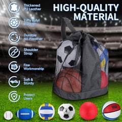 Realspring mesh bag holding six balls illustrating easy transport and breathable storage