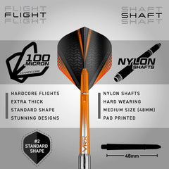 RED DRAGON Amberjack 5 flight and shaft detail showing durable extra-thick flights