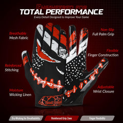 RED WORLD backhand compression detail offering flexible, snug support