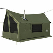 REDCAMP front view of army green hot tent showing roomy shelter benefit