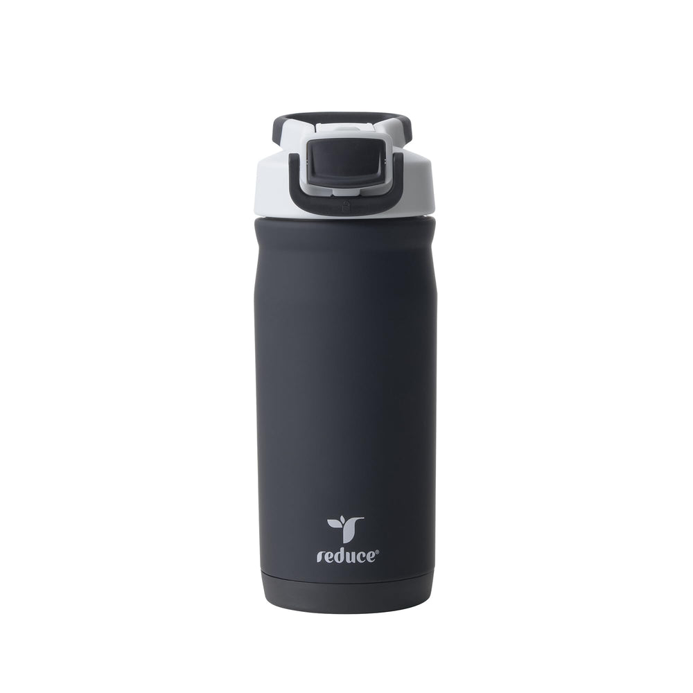 REDUCE front view of 14oz bottle showing compact design and Moon Rock finish benefit: easy carry