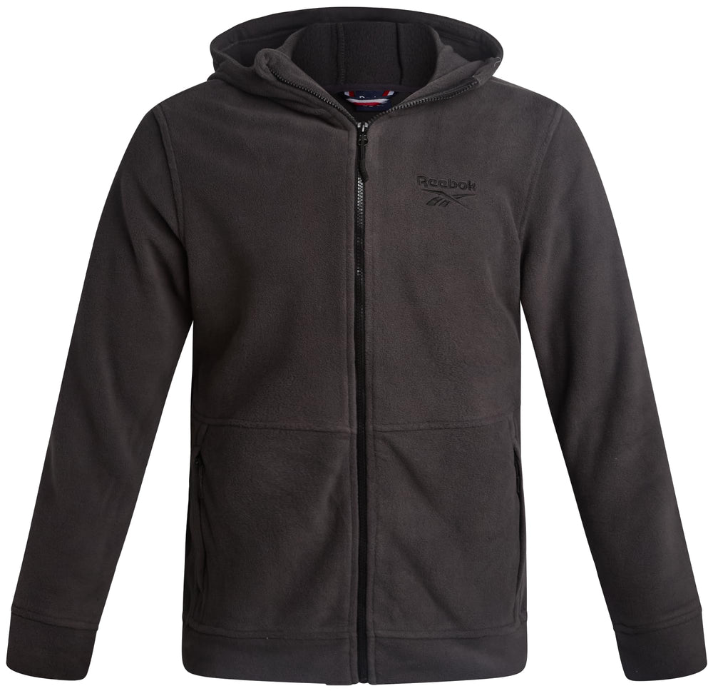 Reebok front zip hoodie showing athletic fit and easy layering benefit
