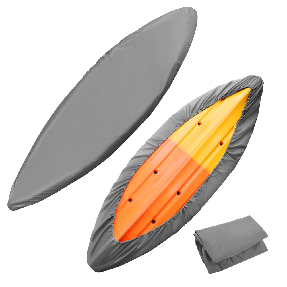 Relaxyee front view displaying full grey cover protecting kayak and preventing weather damage