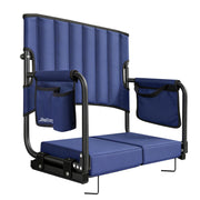 Relispo front view stadium seat showing wide 21-inch cushion and sturdy frame benefit comfort
