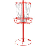 Remix Double Chain Basket front view showing sturdy frame and bright red finish, improves practice consistency