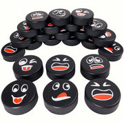 Retrora front pack showing 24 emotion-face foam pucks and mesh bag for organized storage