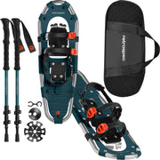 Retrospec Drifter front view showing full snowshoe kit and compact design benefit