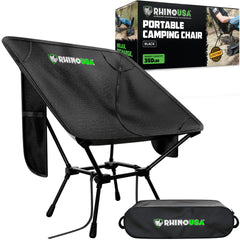 Rhino USA front view folded chair showing compact portability and reliable support