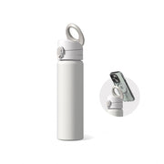 RhinoShield AquaStand front view in white showing sleek insulated bottle and cap benefit