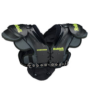 Riddell Surge youth shoulder pad front view in black/volt showing low-profile fit and comfort