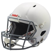 Riddell Victor front view showing white shell and vinyl cover, durable protection benefit