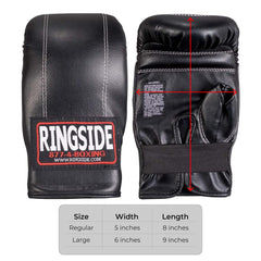 Ringside Econo glove on a heavy bag demonstrating secure fit and hand protection