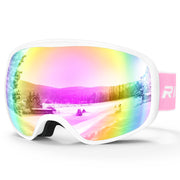 RIOROO front view of goggles showing wide lens and clear field of view benefit