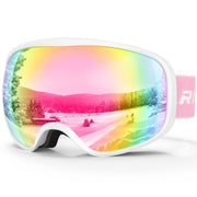 RIOROO front view of goggles showing wide panoramic vision and clear protection
