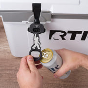 Rip N' Sip BIG FOOT front-mounted on YETI cooler showing secure attachment