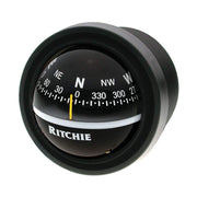 Ritchie Explorer V-57.2 dash mount front view showing compact black housing and bezel for sleek helm integration