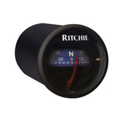 Ritchie X-23BU front view on dash showing compact black housing and blue dial for clear heading